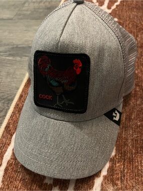 Goorin Bros Grey Trucker Hat with Rooster Patch
